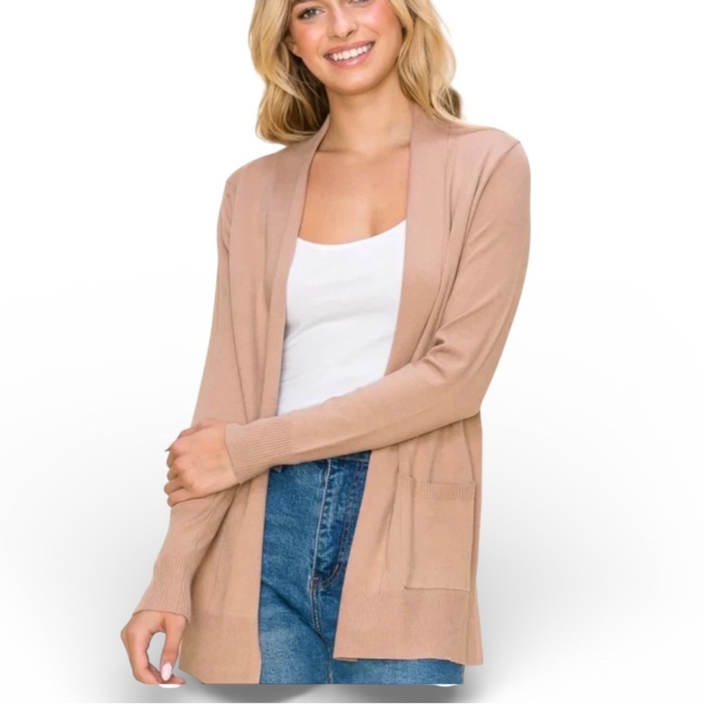 Staccato Open Front Cardigan in Rosie-Taupe Size Large